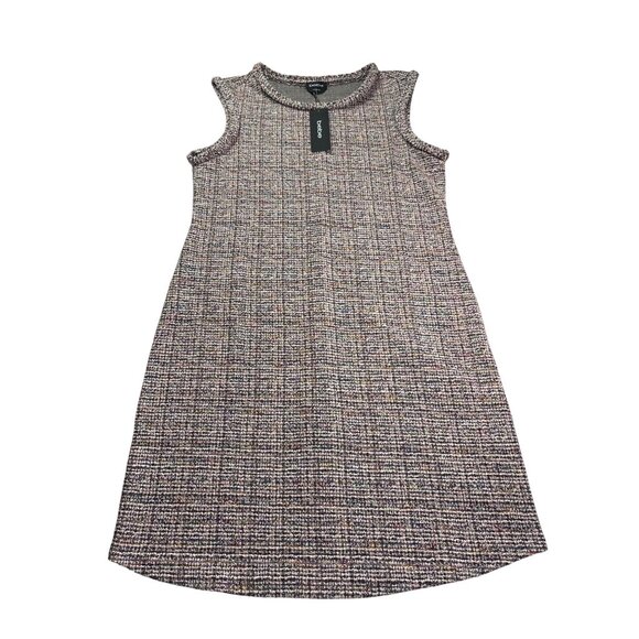 Bebe Sleeveless Tweed Sheath Dress Above Knee Pink Multicolor Metallic M New - Picture 1 of 7
